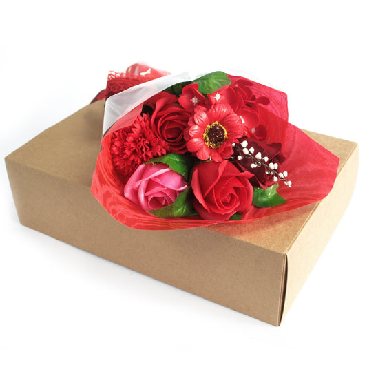 Bouquet de fleurs de savon dans une boîte - rouge