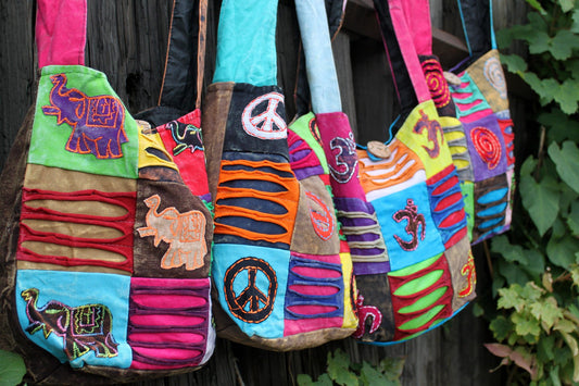 Sac ethnique style hippie - Violet / Spirale
