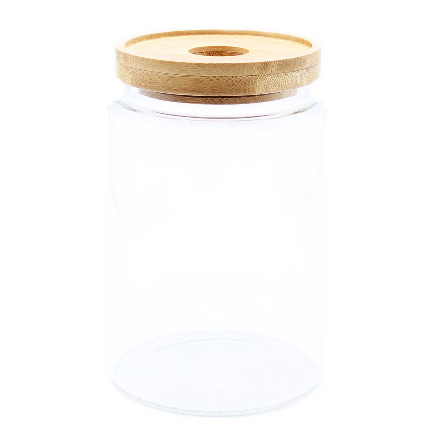 Bocal en verre avec couvercle en bambou - 15 cm