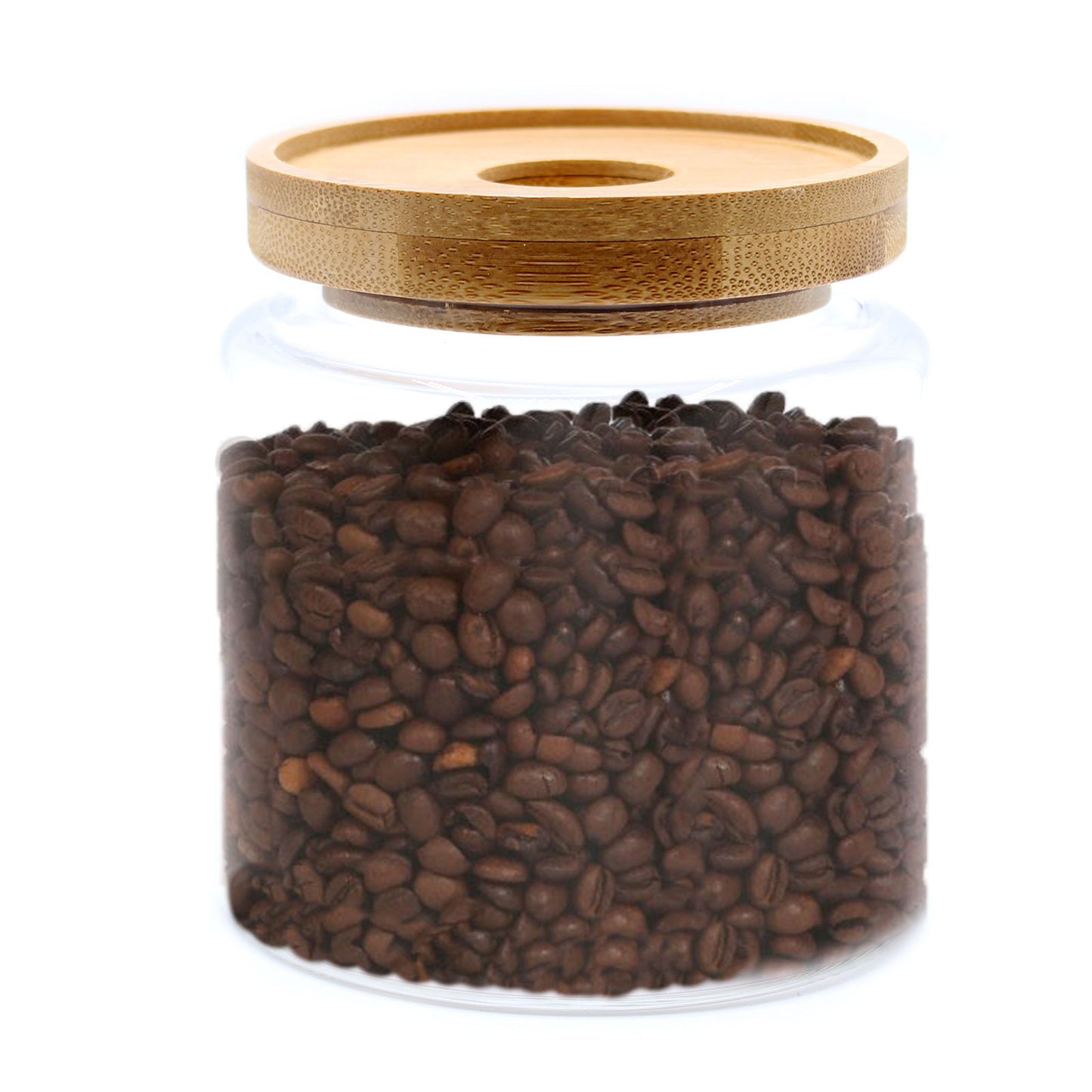 Bocal en verre avec couvercle en bambou - 10 cm