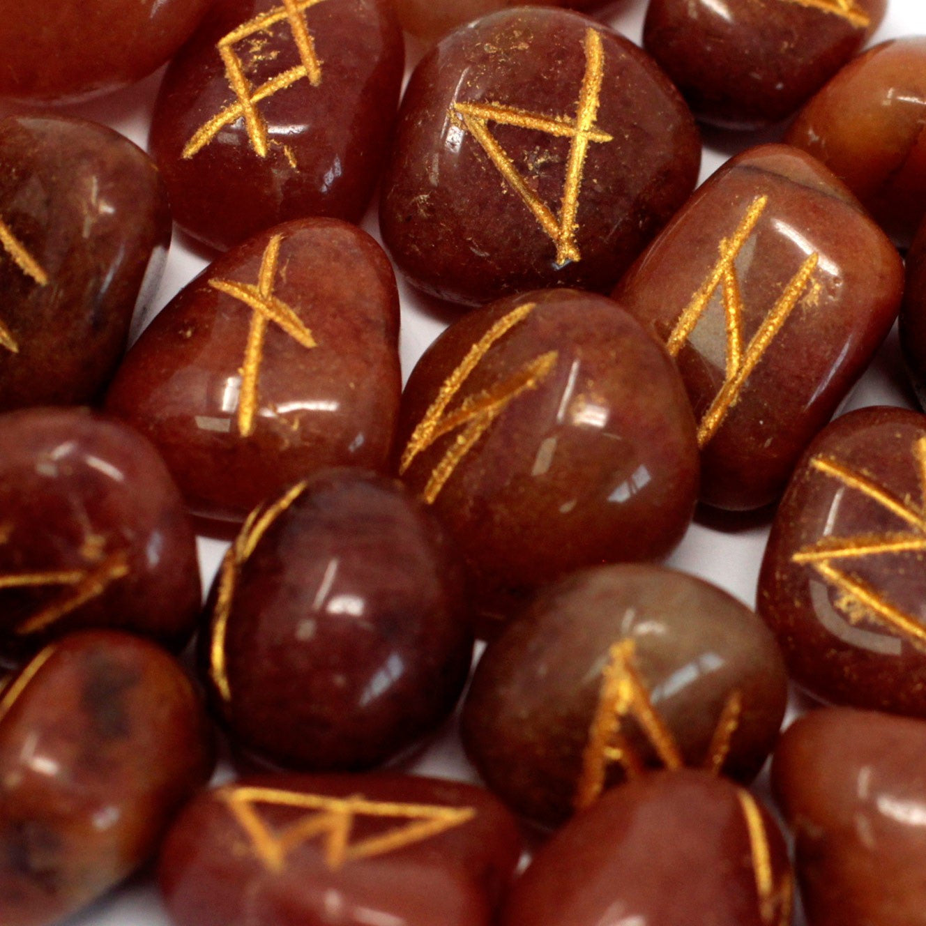 Coffret de runes indiennes en sachets - Aventurine rouge