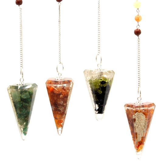 Pendule de chakra en orgonite - Aile d'ange