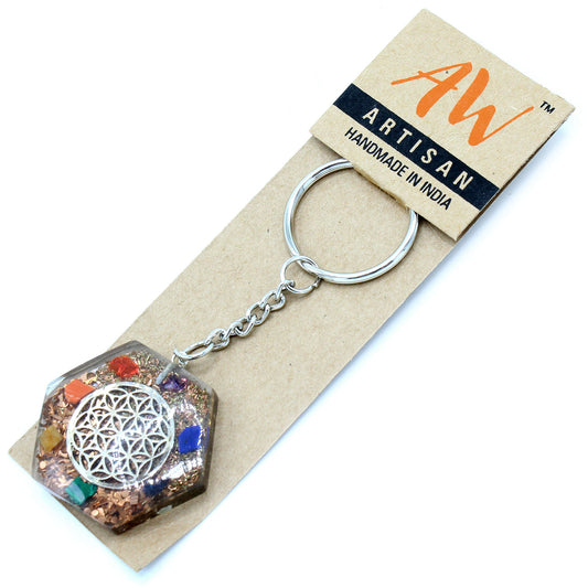 Porte-clés Orgonite Power - Fleur de Vie octogonale