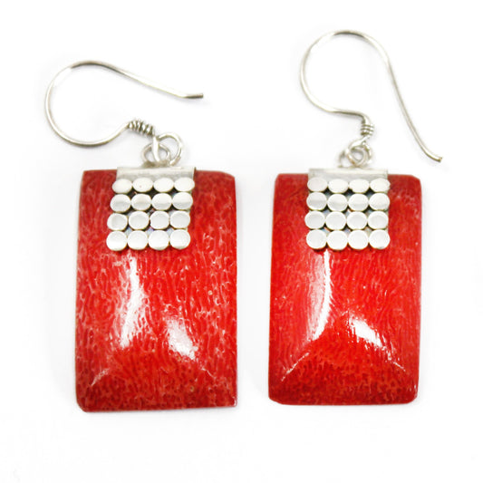 Boucles d'oreilles argent et corail - Mini Discos SQ