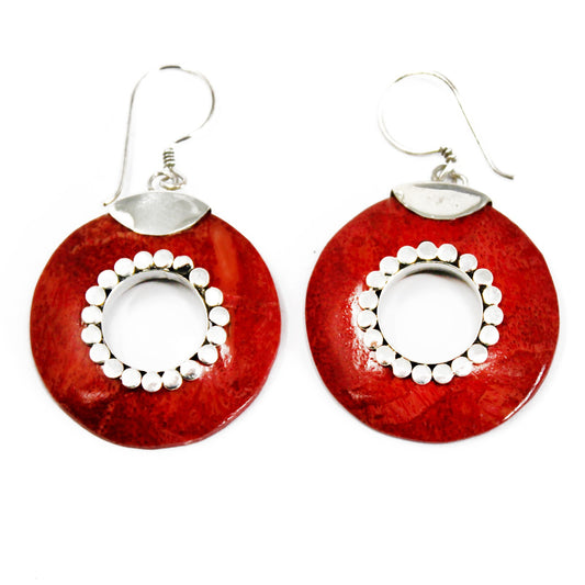 Boucles d'oreilles argent et corail - Nuts