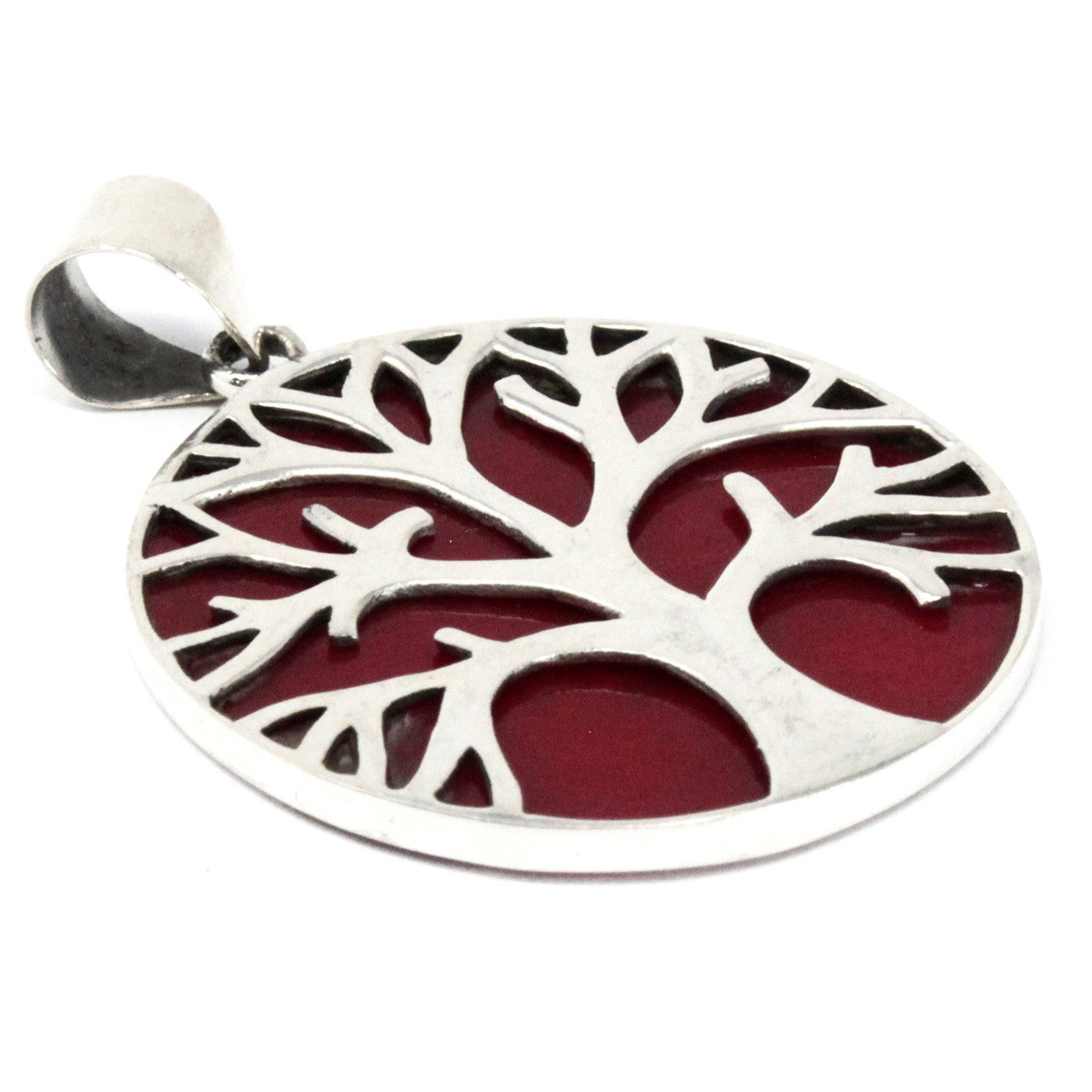 Pendentif Arbre de Vie en Argent 30 mm - Effet Corail