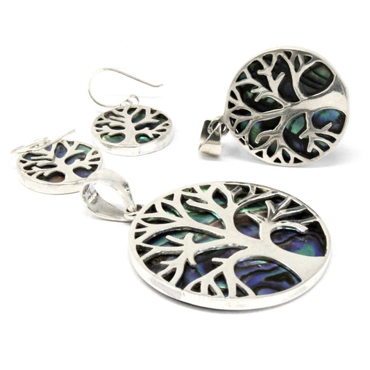 Boucles d'oreilles Arbre de Vie en Argent 15 mm - Abalone
