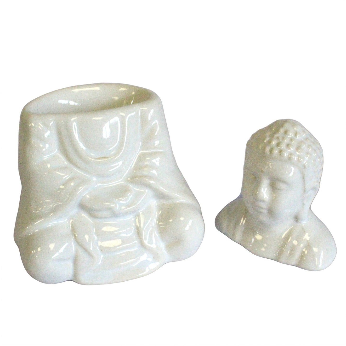 Brûleur à huile Bouddha assis - Blanc