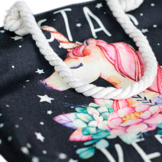 Sac cabas avec anse en corde - licorne