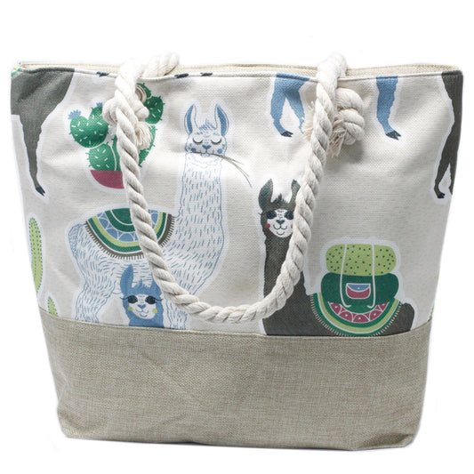 Sac cabas avec anse en corde - Lamas