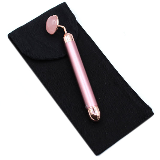 Rouleau vibrant en pierre précieuse - Quartz rose