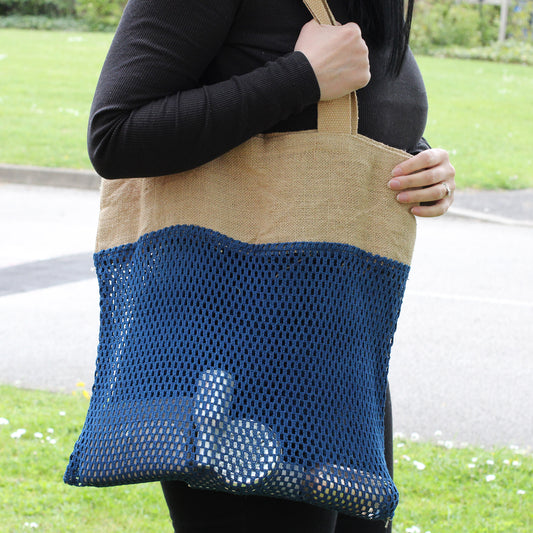 Sac en pur jute doux et filet de coton - Denim