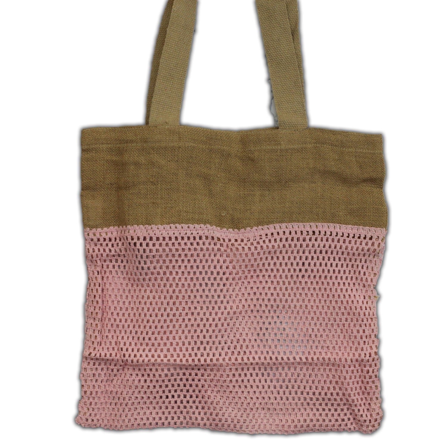 Bolsa de Malla de Yute Suave Puro y Algodón- Rosa