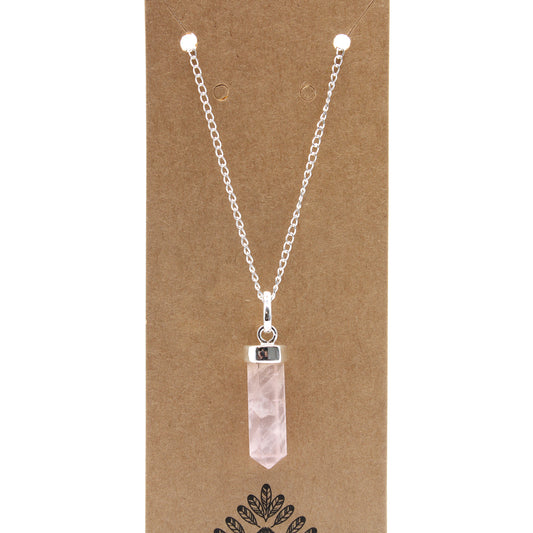 Pendentif classique en pierre précieuse - Quartz rose