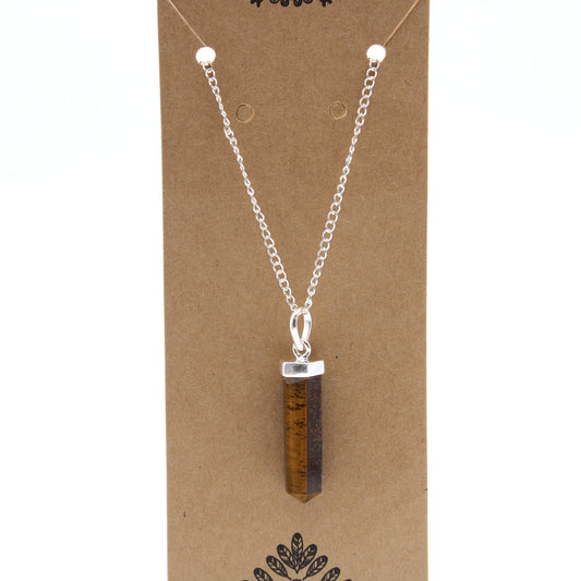 Pendentif classique en pierre précieuse - Œil de tigre