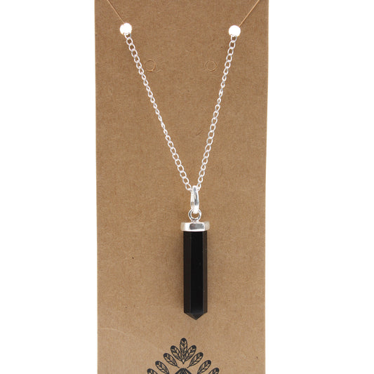 Pendentif classique en pierre précieuse - Agate noire
