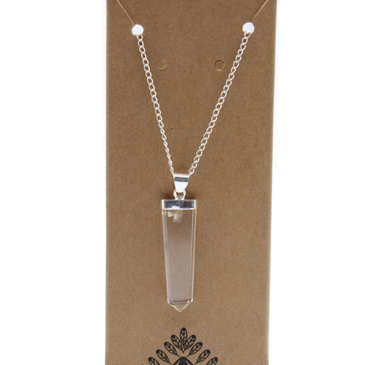 Pendentif en pierre précieuse plate - Quartz de roche