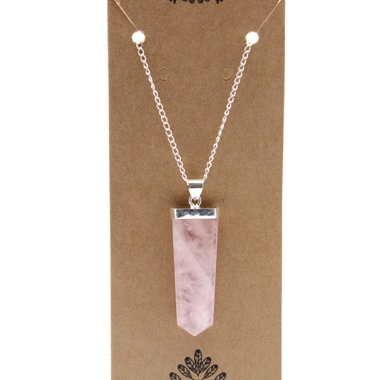 Pendentif en pierre précieuse plate - Quartz rose