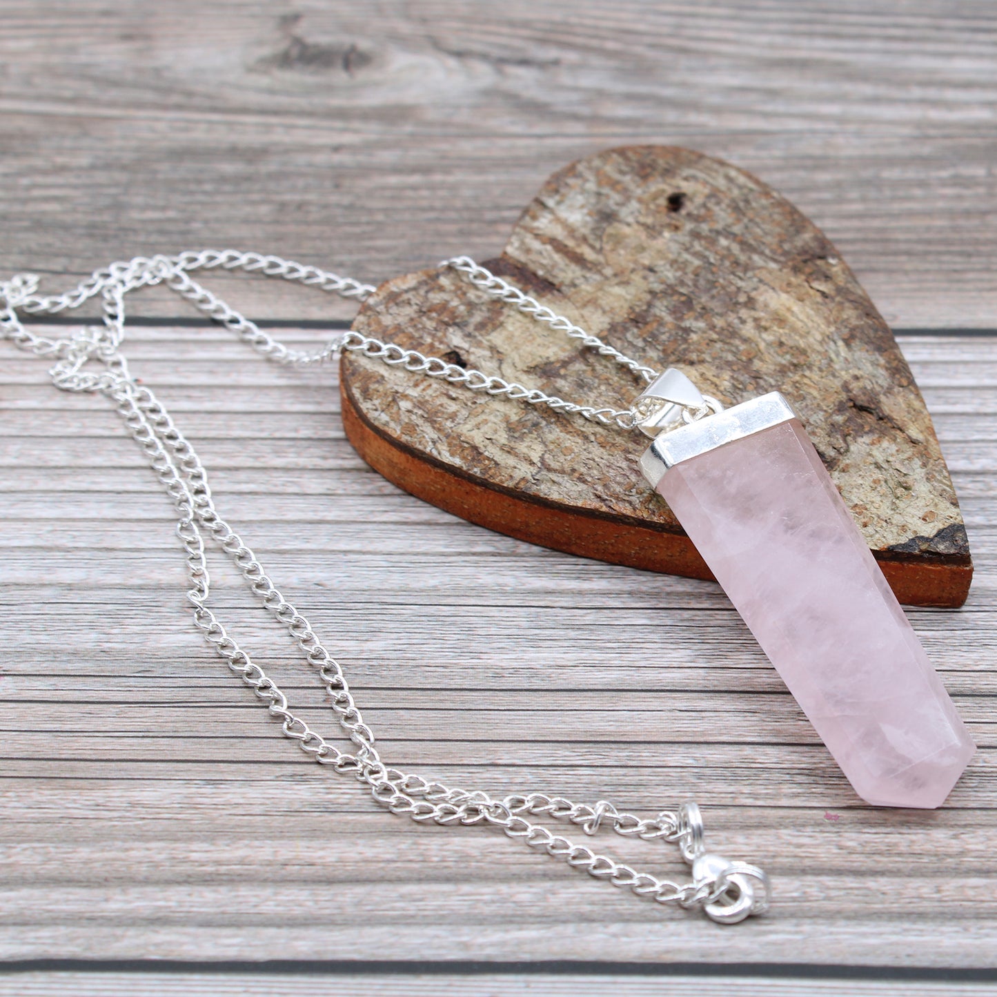 Pendentif en pierre précieuse plate - Quartz rose