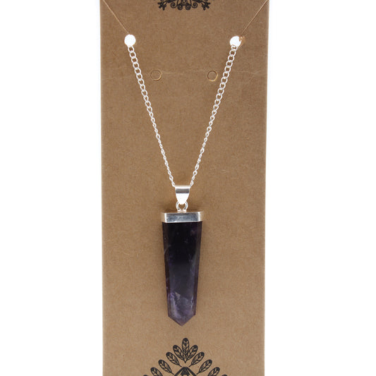 Pendentif plat avec pierres précieuses - Améthyste