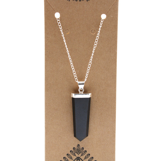 Pendentif en pierre précieuse plate - Agate noire