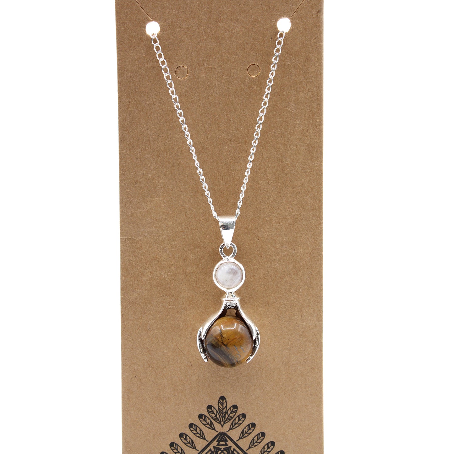 Pendentif « Mains de guérison » en pierre précieuse – Œil de tigre