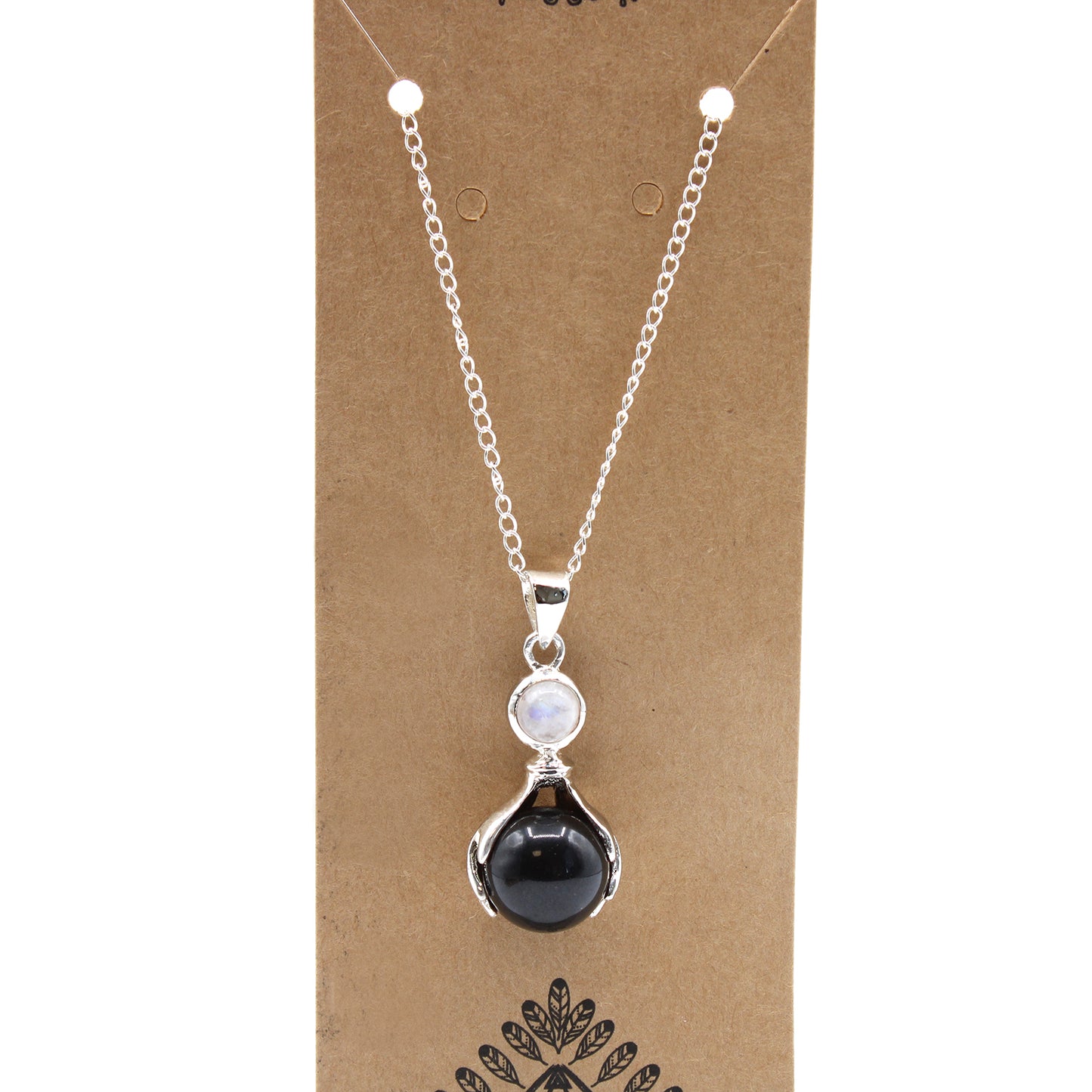 Pendentif mains guérisseuses en pierre précieuse - Agate noire