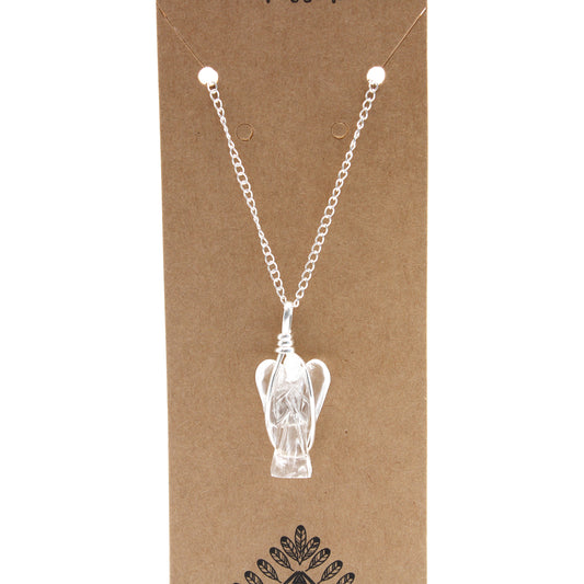 Pendentif ange gardien en pierre précieuse - Quartz de roche