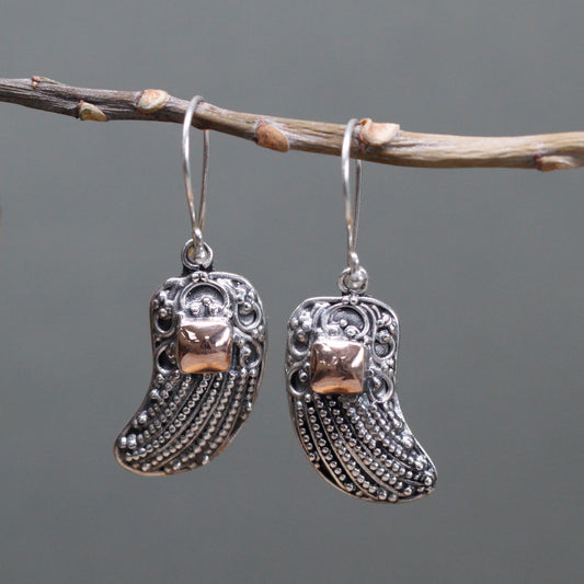 Boucles d'oreilles en argent et or - Ailes d'ange
