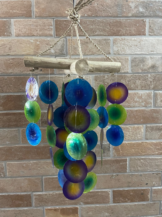Carillon en bois - Croix - Vert et violet