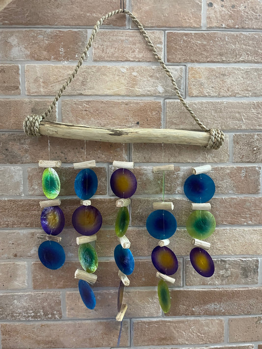 Carillon en bois flotté - Vert et violet
