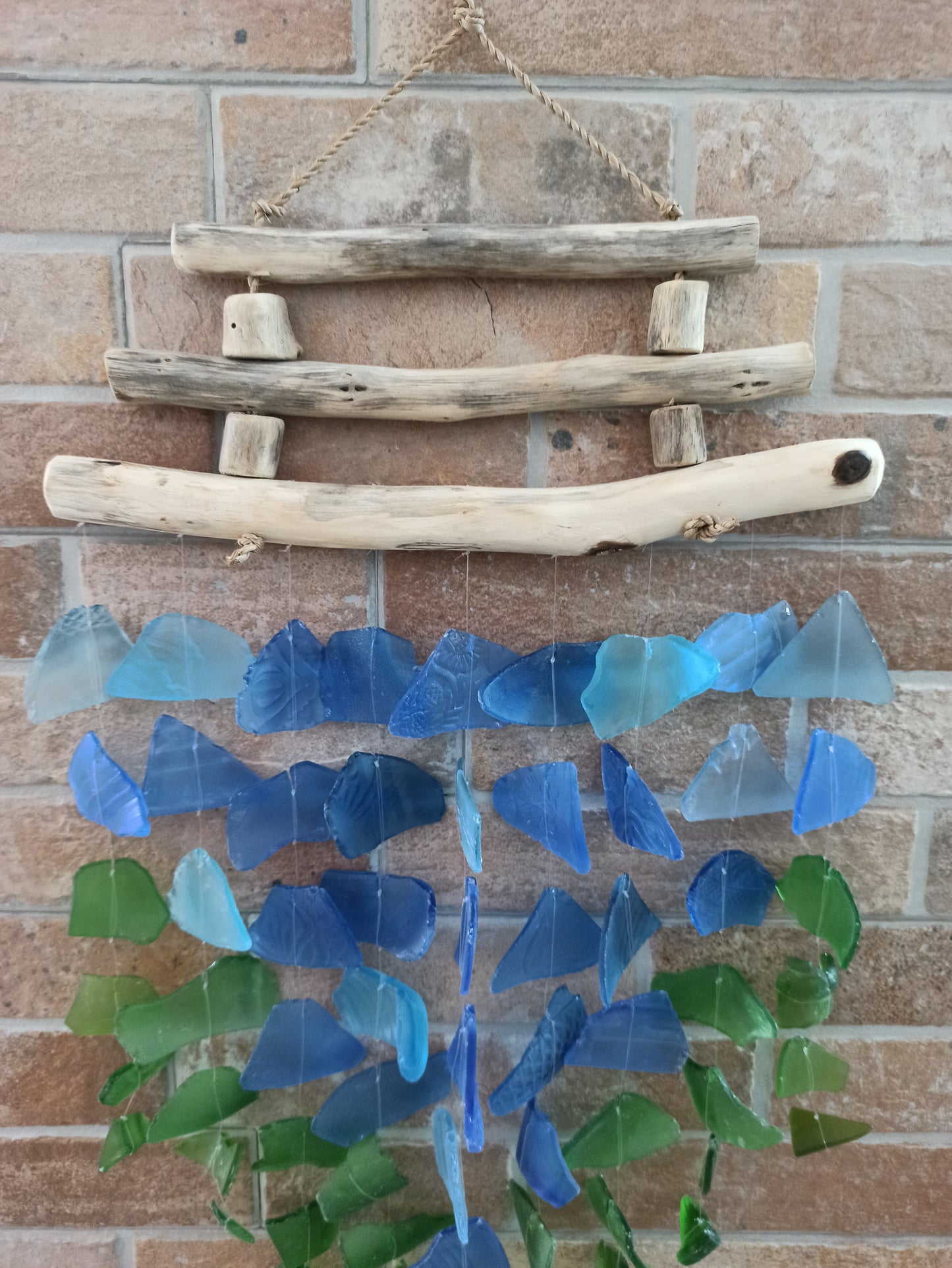 Carillon éolien en verre recyclé - Bleu et vert
