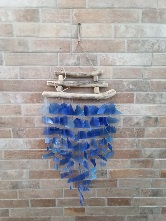 Carillon éolien en verre recyclé - Bleu