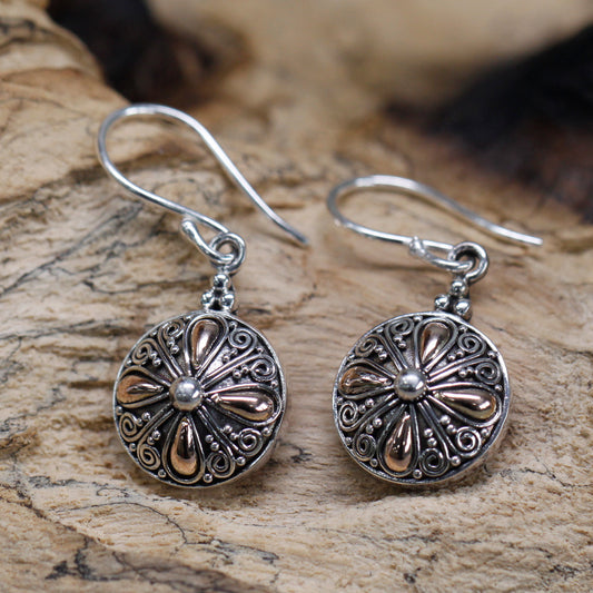 Boucles d'oreilles en argent et or - Rondes classiques