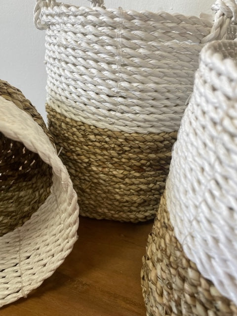 Ensemble de paniers en jonc de mer - Blanc naturel