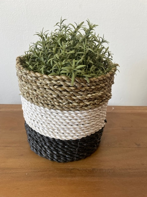 Ensemble de paniers en jonc de mer - Gris foncé / Blanc / Naturel