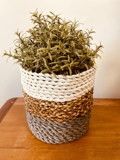 Ensemble de paniers en jonc de mer - Gris / Naturel / Blanc