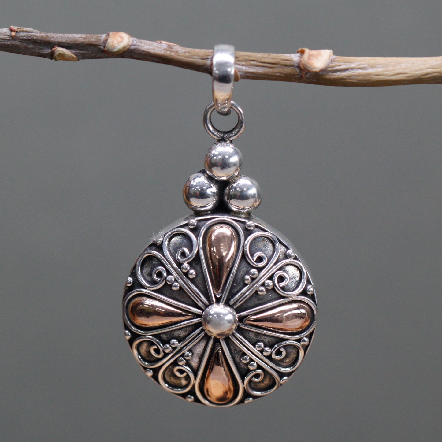 Pendentif en argent et or - Rond classique