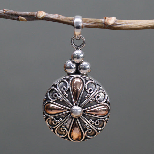 Pendentif en argent et or - Rond classique