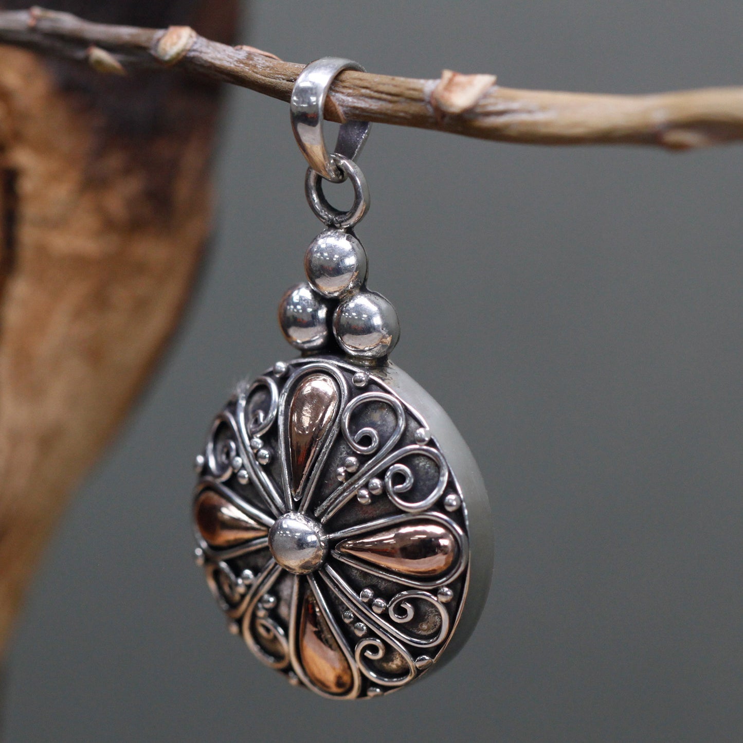 Pendentif en argent et or - Rond classique