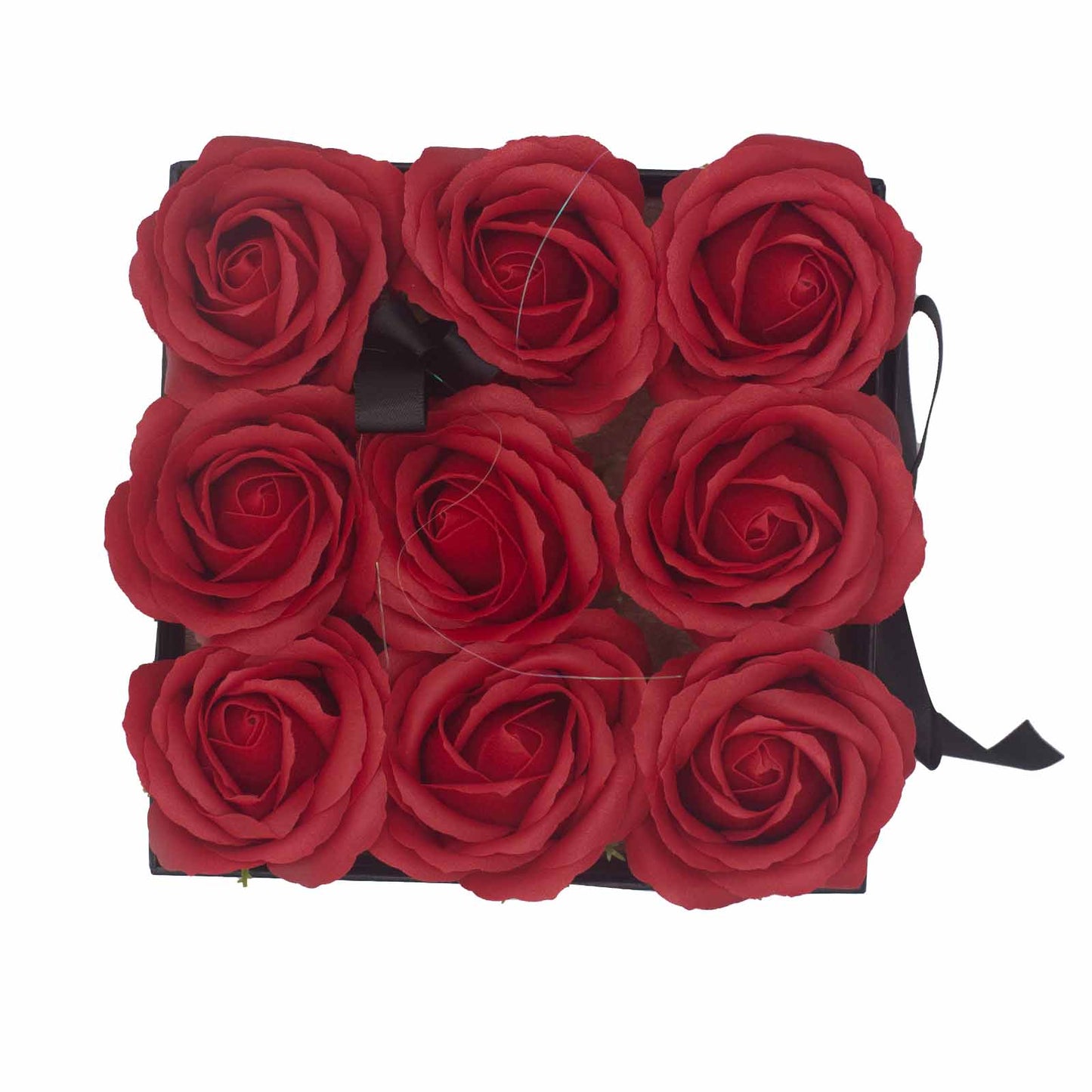 Coffret cadeau - Fleur de savon 9 roses rouges - Carré