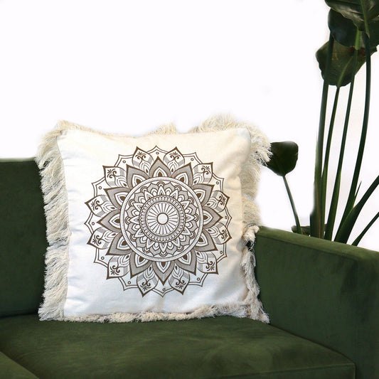 Lotus-Mandala-Kissen – 45 x 45 cm – Bronze