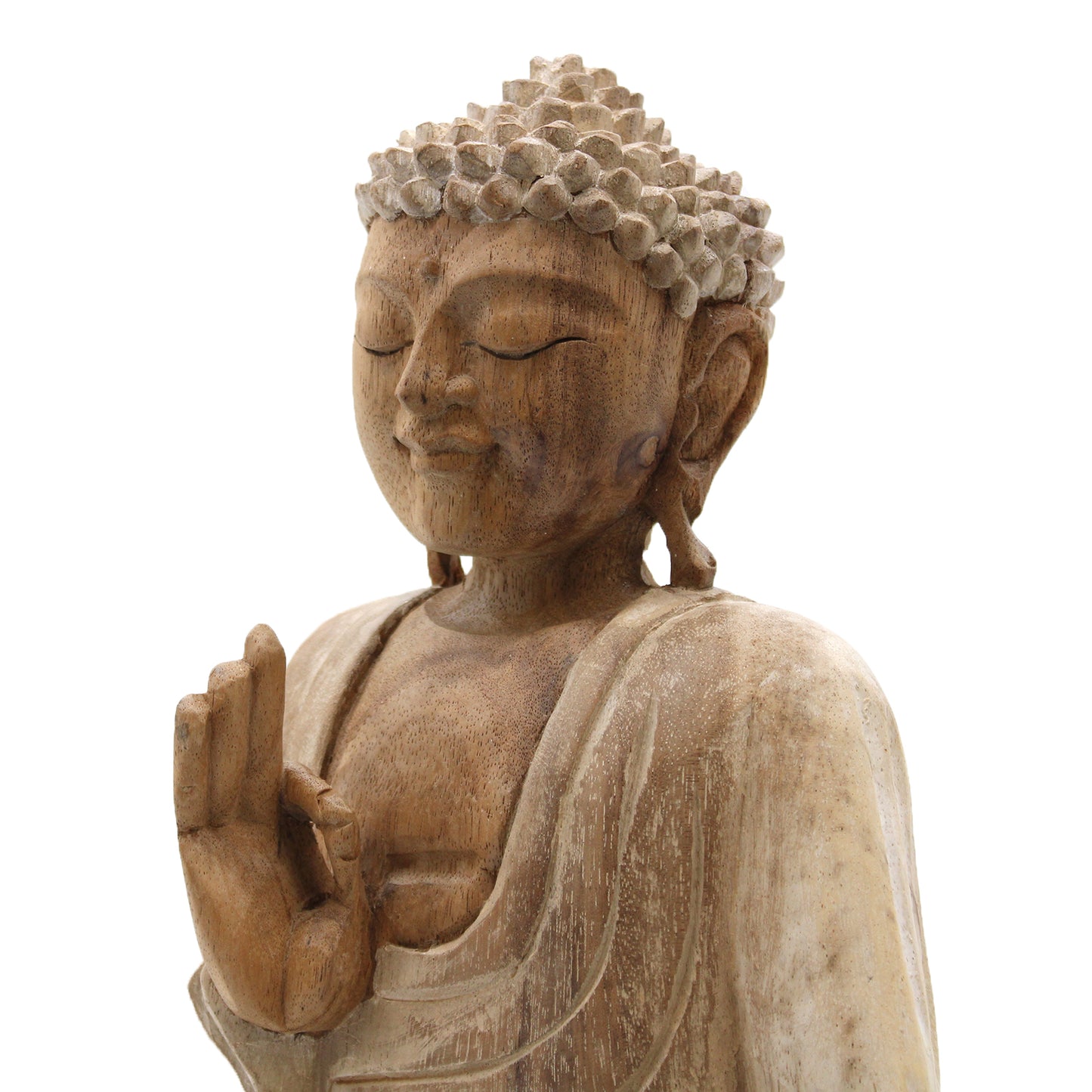 Statue de Bouddha blanchie à la chaux - 30 cm Transmission de l'enseignement