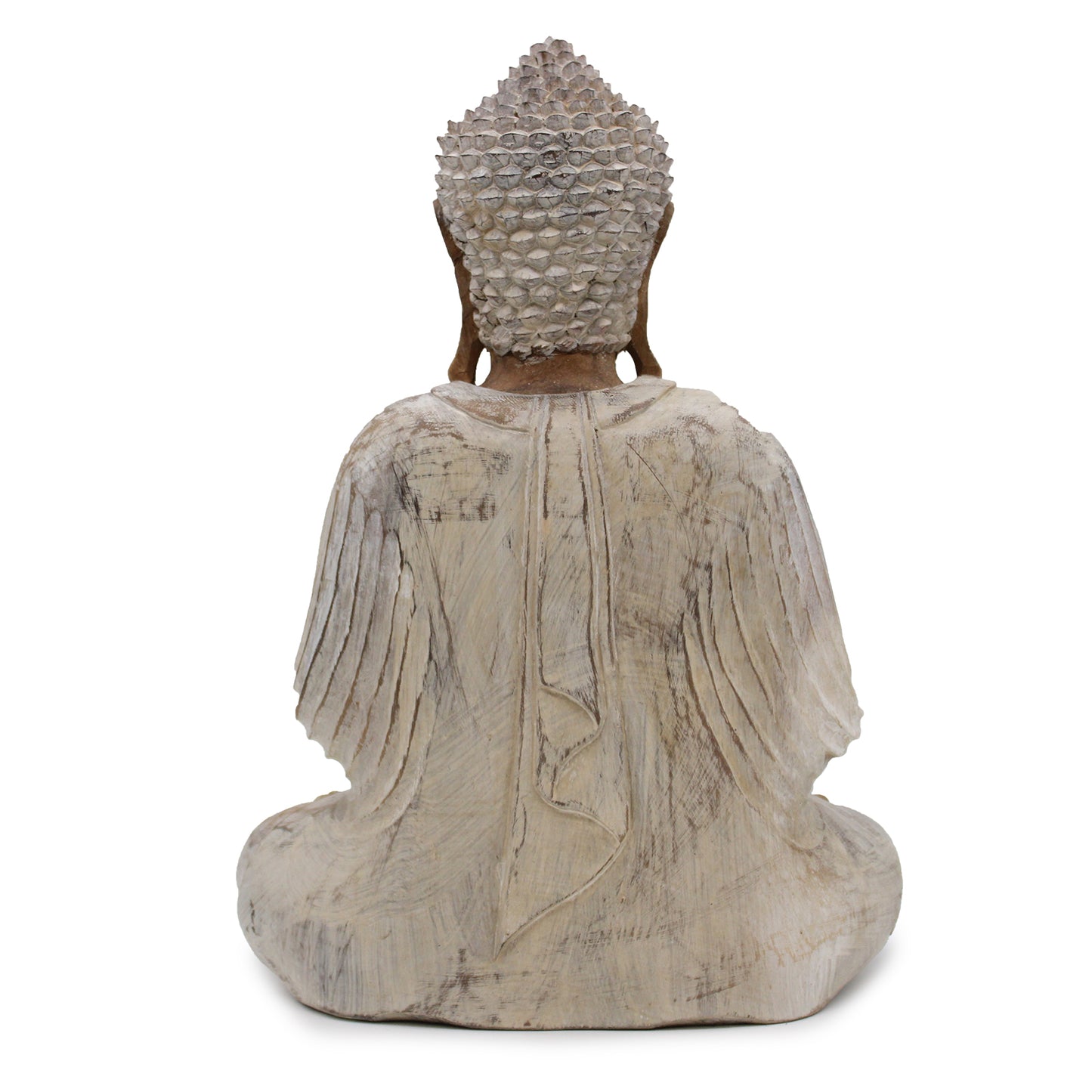 Statue de Bouddha blanchie à la chaux - Transmission de l'enseignement 40 cm