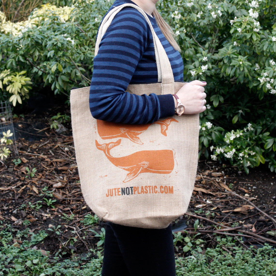 Sac en jute écologique - Deux baleines (4 modèles assortis)