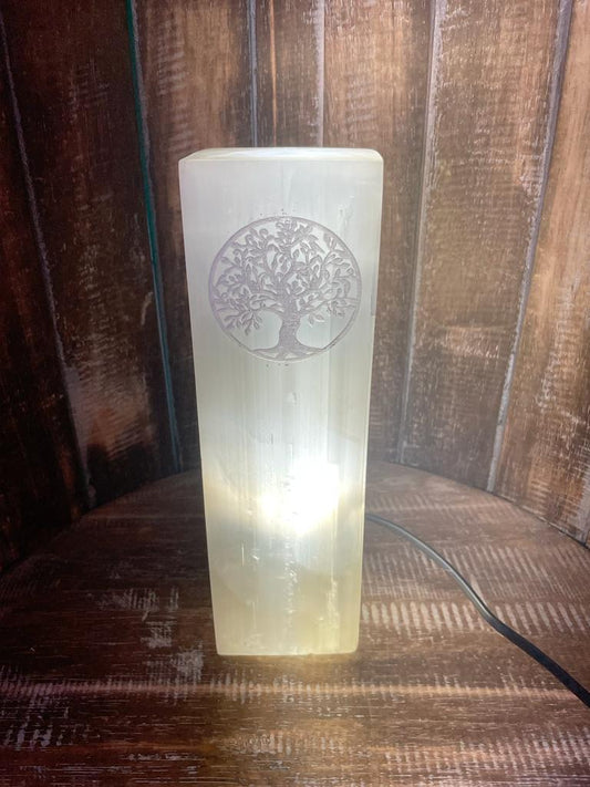 Lampe en sélénite 25 cm - Arbre de vie