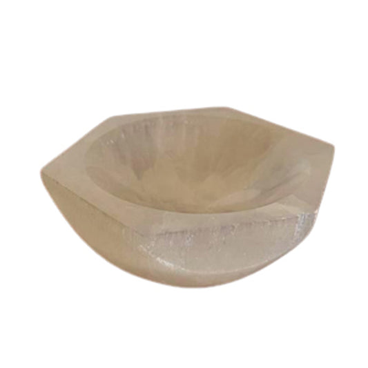 Bol hexagonal en sélénite - 10 cm