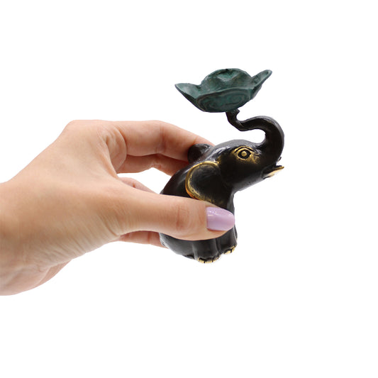 Petit porte-bougie/encens éléphant