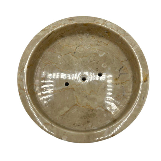 Porte-savon rond et plat en marbre miel