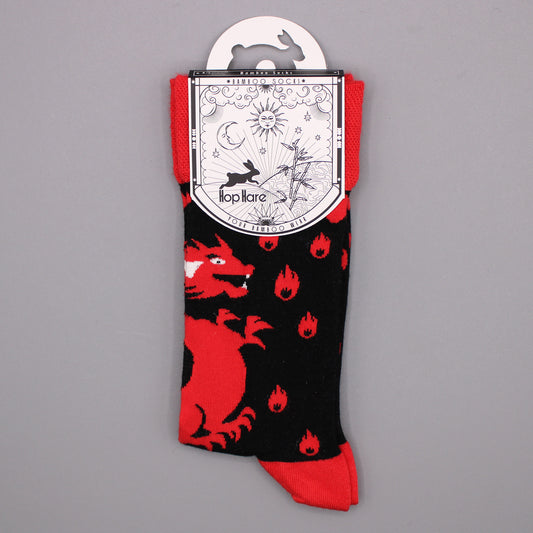Hop Hare Bambussocken (S/M) - Roter Drache